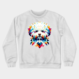 Geometric Bichon Frise: Abstract Canine Mosaic Crewneck Sweatshirt